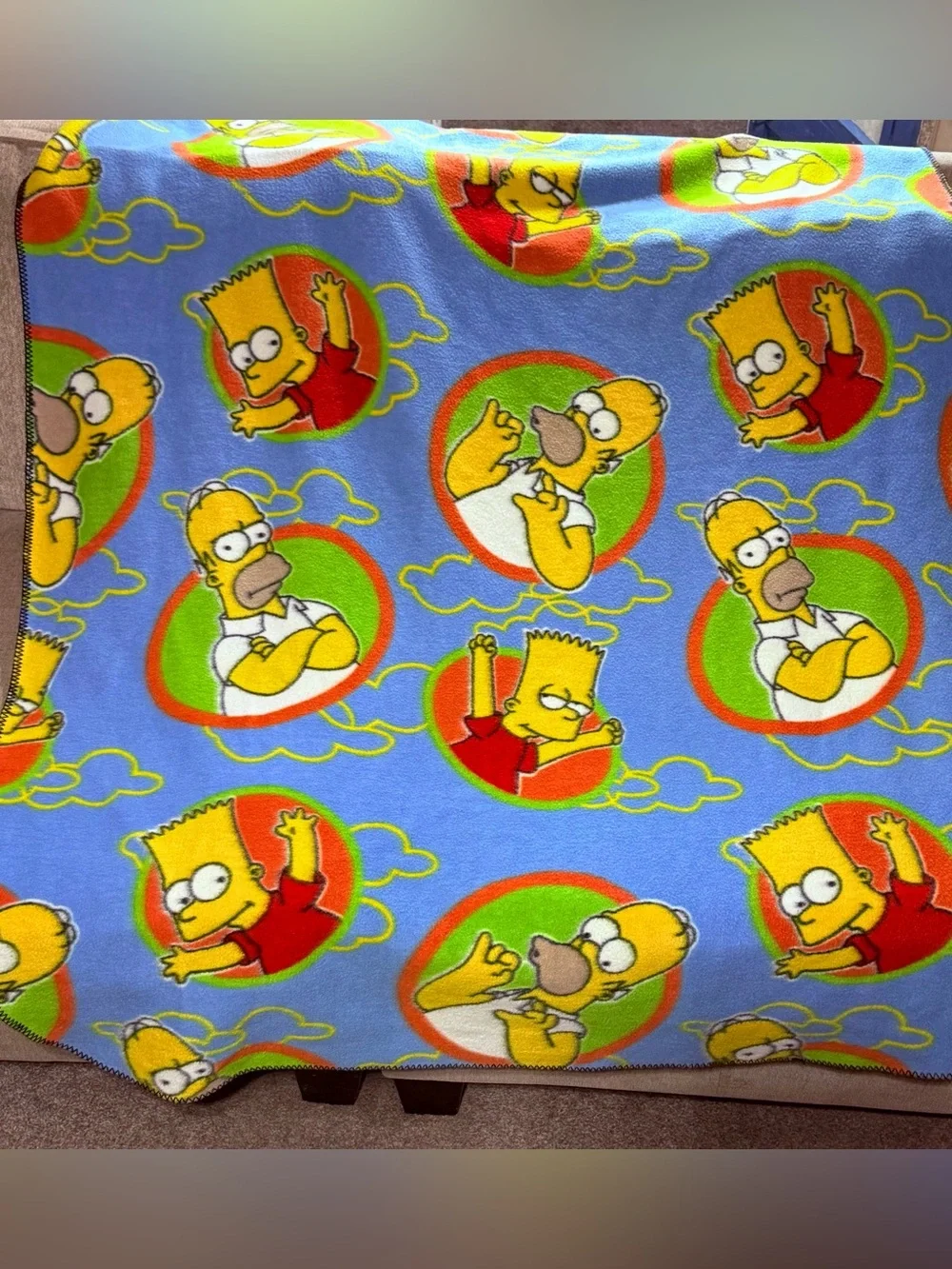 The Simpsons Character Fleece Throw Blanket - Cartoon Print #90’s Fleece Blanket